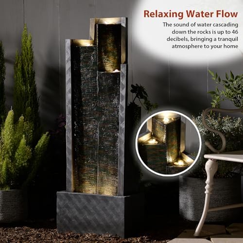 Modern Outdoor Fountain with LED Lights