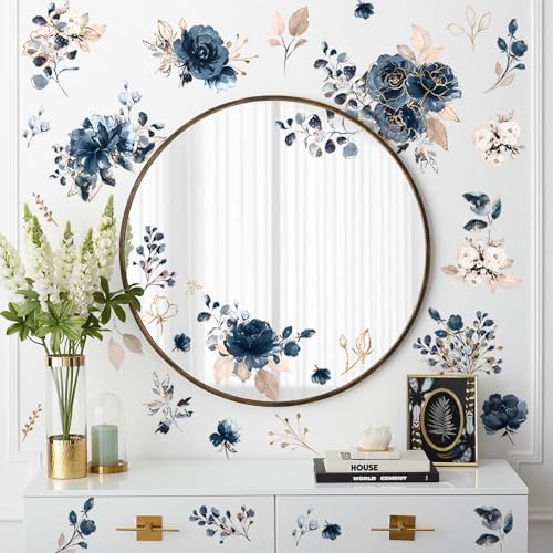 Blue Peony Wall Decals Peel and Stick Decor
