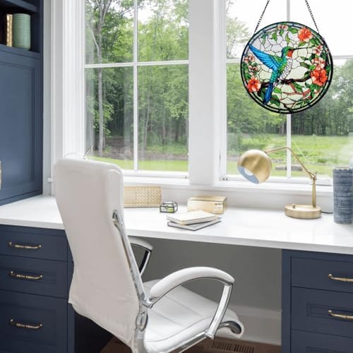 Cute Handmade Hummingbird Stained Glass Window Hanging 1