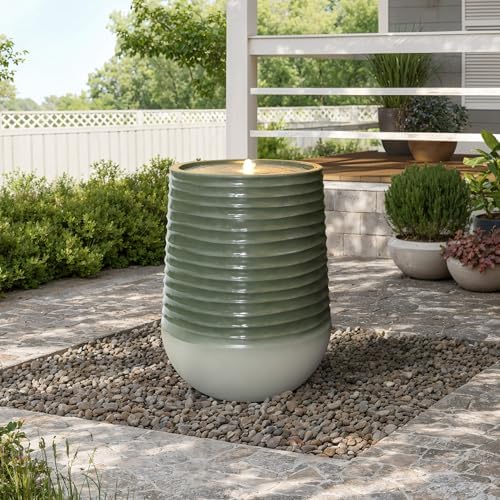 LuxenHome 28 Inch Water Fountain with LED Lights