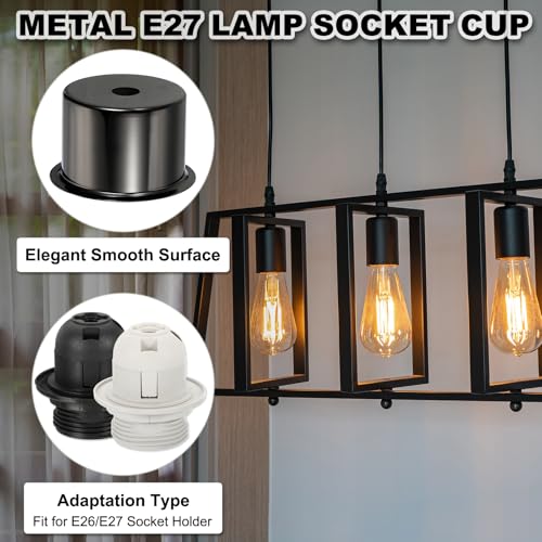 PATIKIL E27 Lamp Socket Covers 6 Pcs Pearl Black Decorative