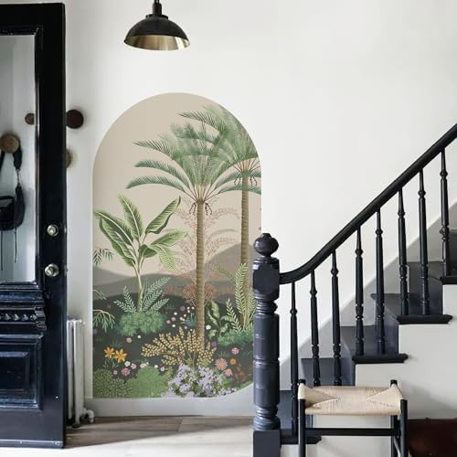 HueBurst Large Arch Wall Decal - Jungle Green Tropical Landscape