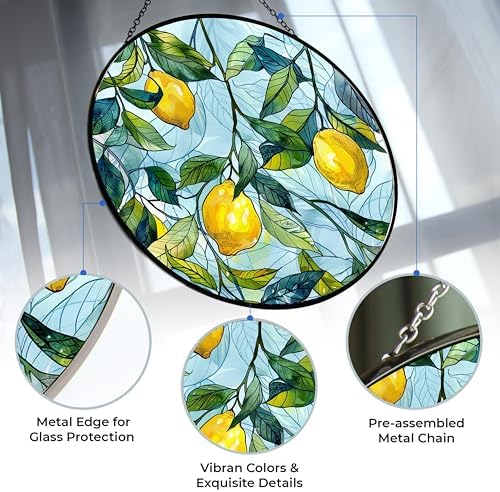 Handmade Lemons Stained Glass Window Hangings