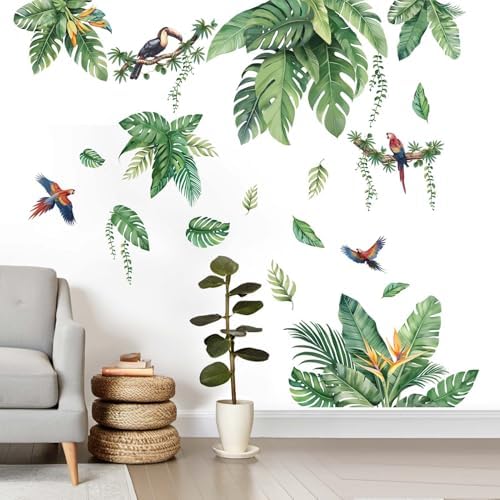 Amimagen Tropical Leaf Wall Stickers for Living Room Decor