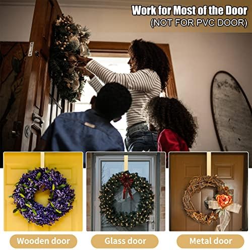 Kederwa 4 Pack Gold Wreath Hangers for Front Door