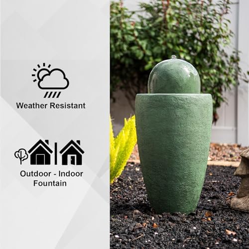 XBrand 2598 H Round Stone Water Fountain with LED Lights