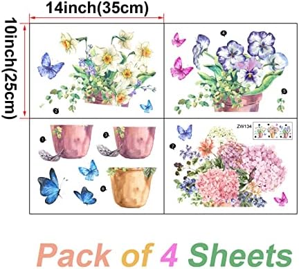 Maydahui Colorful Butterfly Flower Wall Decals 40x16 Inch