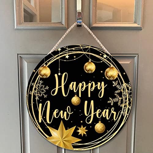 Gold Christmas Ornament Wood Door Hanger 12x12in