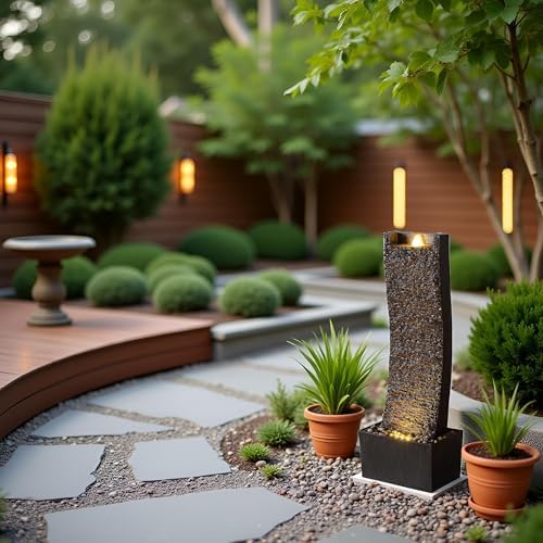 382 Inch Indoor Outdoor Water Fountain with LED Lights