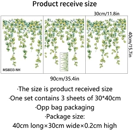 3 Sheet Green Vine Wall Stickers for Room Decor