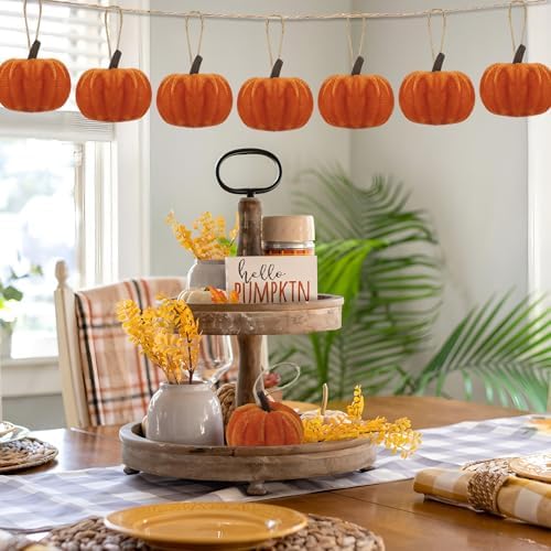 16PCS Fall Pumpkin Hanging Ornaments Velvet