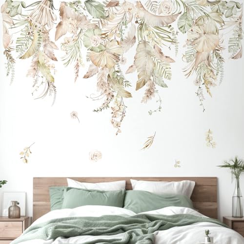 decalmile Large Boho Hanging Leaf Wall Decals