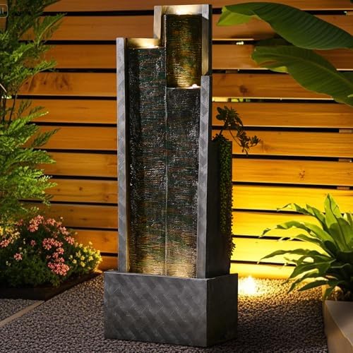 Modern Outdoor Fountain with LED Lights