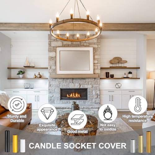 PATIKIL E12 Candle Socket Covers 10Pcs Metal Imitation Copper