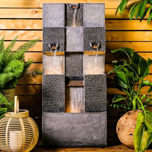 453 Inch 3 Tier Modern Waterfall Fountain with Lights