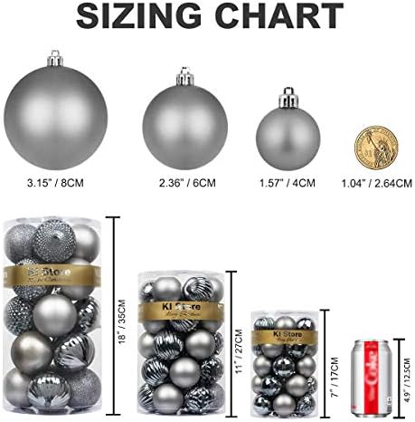 KI Store 315-Inch Gray Christmas Balls 20pcs