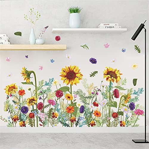 ROFARSO Flowers Daisy Sunflower Wall Stickers