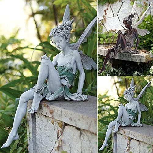 Fairy Garden Angel Figurine White Outdoor Resin Statue
