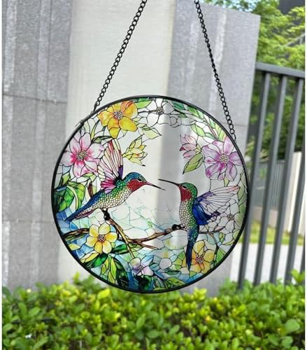Hummingbird Stained Glass Window Suncatcher 787 Inch Round Decor
