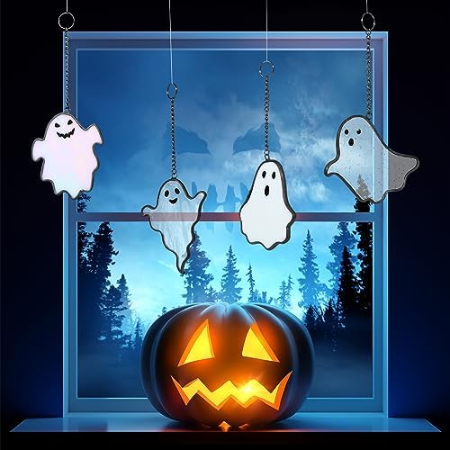 Yungyan 4 Pcs Halloween Ghost Suncatcher Window Decor