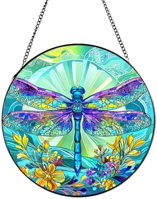 Dragonfly Stained Glass Window Hanging 787 Inch Suncatcher Wall Art