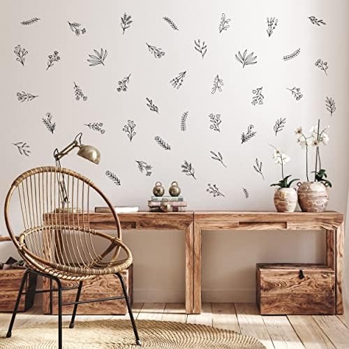 Small Black Flowers Peel and Stick Wall Decals Set of 88