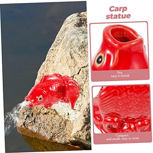 TOYANDONA Ceramic Carp Fountain Ornament for Garden Decor