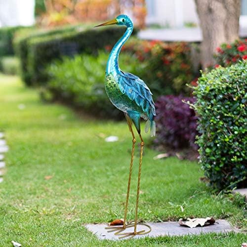 Exhart Blue Coastal Crane Garden Statue