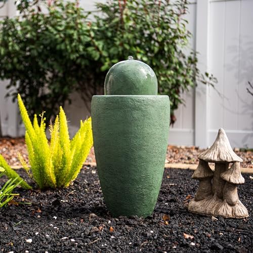 XBrand 2598 H Round Stone Water Fountain with LED Lights