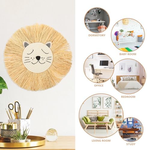 Cabilock Woven Cartoon Lion Wall Hanging Decor