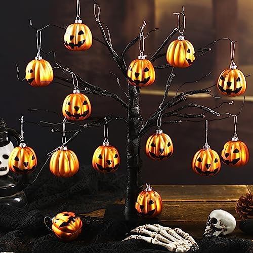 Zhanmai Gold Halloween Pumpkin Hanging Ornaments 12 Pcs