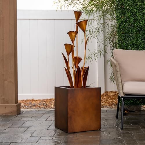 XBrand Freestanding Multi-Tiered Bronze Flower Fountain 46 Tall
