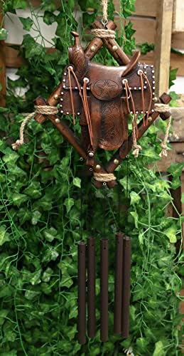 Ebros Gift Large Rustic Horse Saddle Wind Chime