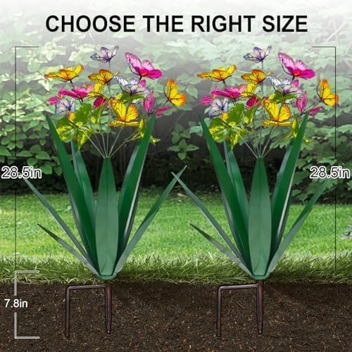 TOMBABY Green Artificial Butterfly Garden Sculpture 2pcs