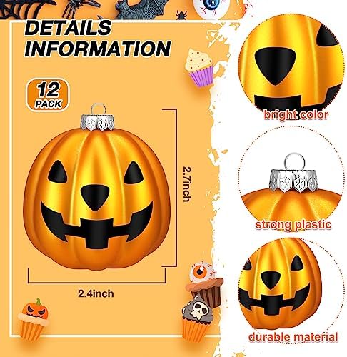 Zhanmai Gold Halloween Pumpkin Hanging Ornaments 12 Pcs