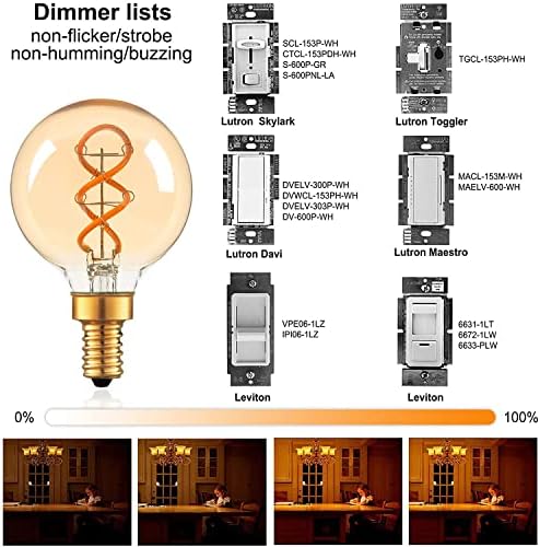 Hcnew E12 Dimmable Globe Light Bulb 4W 6 Pack
