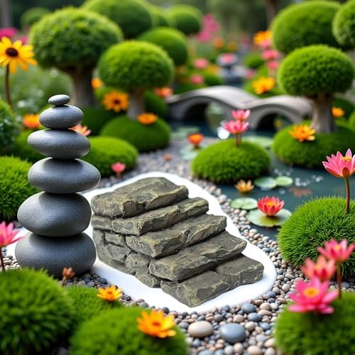 Gray Resin Outdoor Bridge Stairs Garden Statue