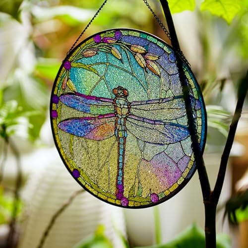 Stained Glass Dragonfly Window Hanging Decor - C Style