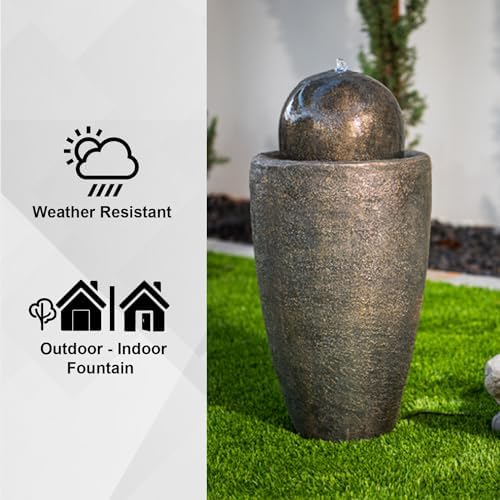 XBrand 2598 H Modern Stone Textured Water Fountain with LED Lights
