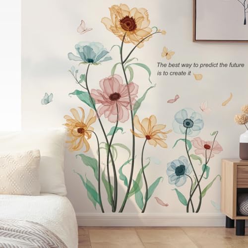 Colorful Flowers Wall Decals for Girls Bedroom