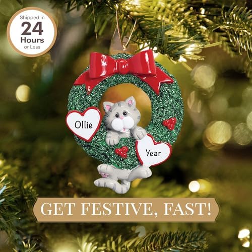 Personalized Gray Cat Ornament 2025 Free 24h Customization