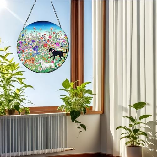 Stained Glass Window Hanging Wildflowers Suncatcher 8