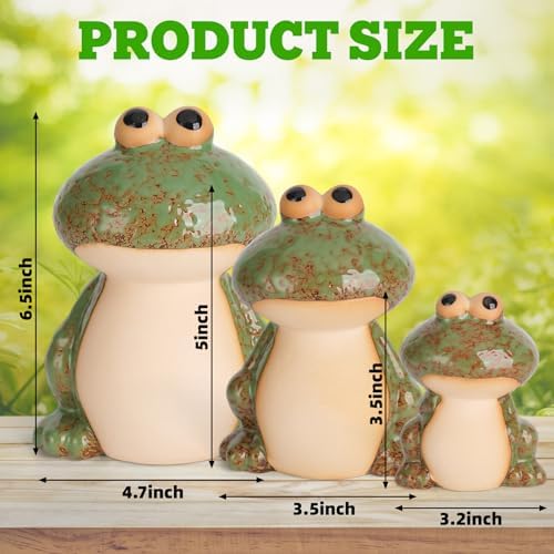Cute Frog Statues Set 3-Piece Garden Decor Green