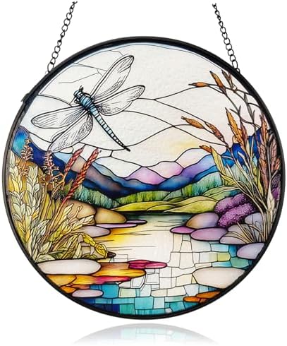Dragonfly Sun Catcher Stained Glass Decor 78 Inch
