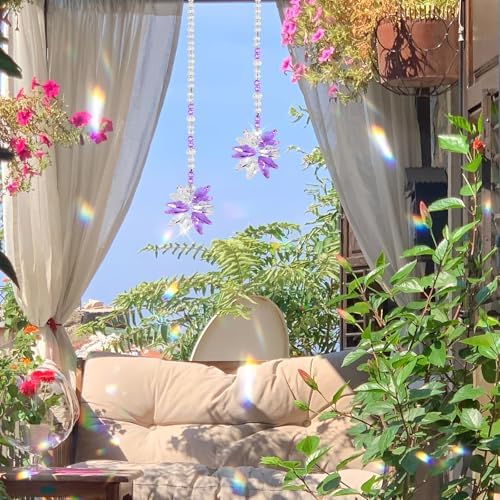 Crystal Suncatcher Flower 13 Inch Hanging Decor Prism