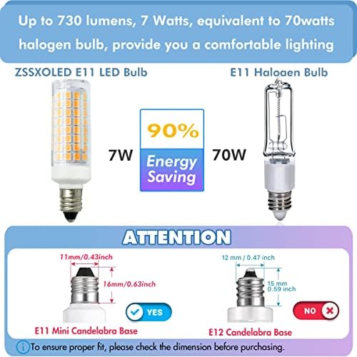 Pack of 5 E11 LED Bulb 7W Dimmable Warm White 3000K