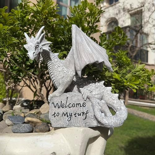 Solar Dragon Statue Welcome to My Turf Garden Decor