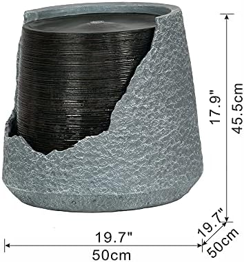 Modern Polyresin Water Fountain with Light Gray