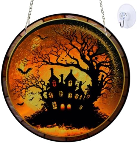 Haunted Acrylic Window Hanging Ghost Castle Halloween Decor