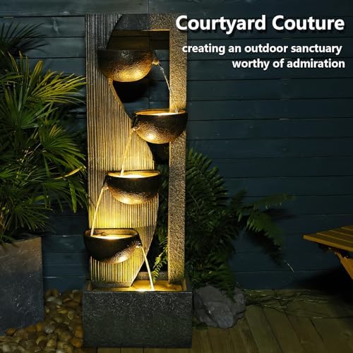 Sunlinua 5 Tiered Garden Water Fountain with LED Lights